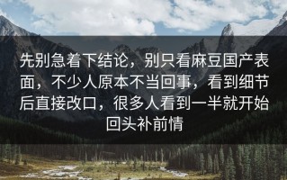 先别急着下结论，别只看麻豆国产表面，不少人原本不当回事，看到细节后直接改口，很多人看到一半就开始回头补前情