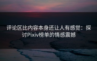 评论区比内容本身还让人有感觉：探讨Pixiv榜单的情感震撼