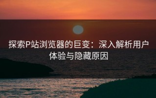 探索P站浏览器的巨变：深入解析用户体验与隐藏原因