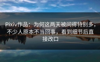 Pixiv作品：为何这两天被问得特别多，不少人原本不当回事，看到细节后直接改口