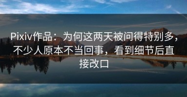 Pixiv作品：为何这两天被问得特别多，不少人原本不当回事，看到细节后直接改口