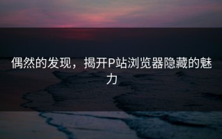 偶然的发现，揭开P站浏览器隐藏的魅力