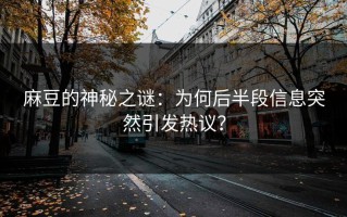 麻豆的神秘之谜：为何后半段信息突然引发热议？