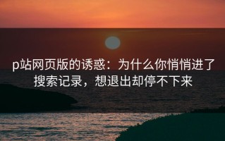 p站网页版的诱惑：为什么你悄悄进了搜索记录，想退出却停不下来