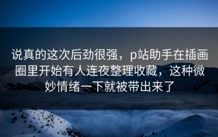 说真的这次后劲很强，p站助手在插画圈里开始有人连夜整理收藏，这种微妙情绪一下就被带出来了