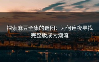 探索麻豆全集的谜团：为何连夜寻找完整版成为潮流