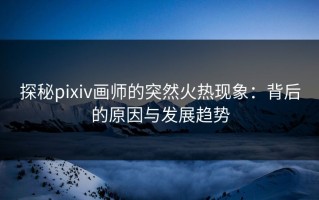 探秘pixiv画师的突然火热现象：背后的原因与发展趋势