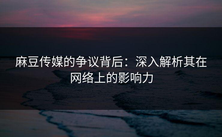 麻豆传媒的争议背后：深入解析其在网络上的影响力-第1张图片-p站助手导航站 | p站搬运工视频库
