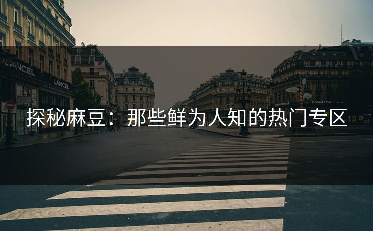 探秘麻豆：那些鲜为人知的热门专区-第1张图片-p站助手导航站 | p站搬运工视频库